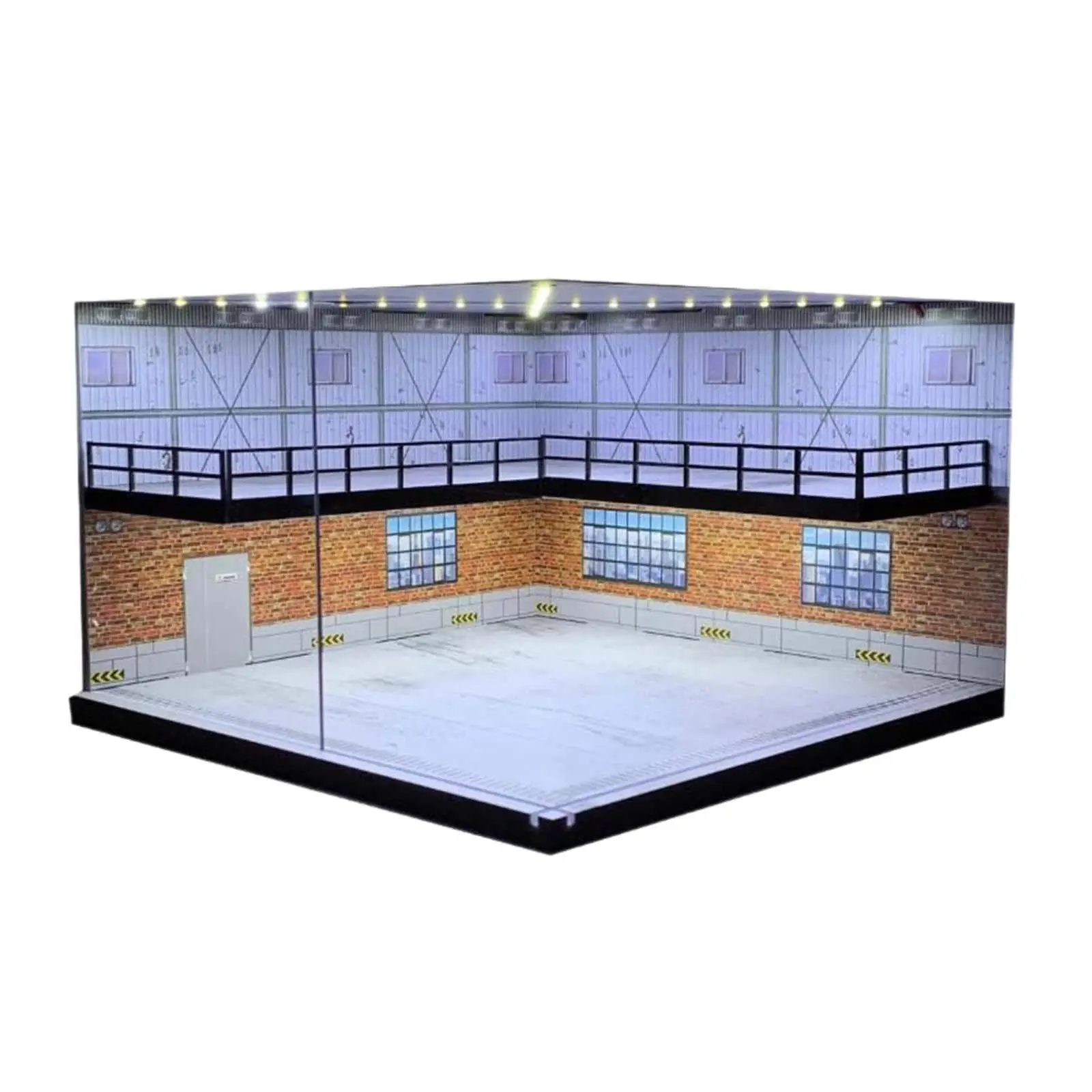 1:64 Parking Lot with Dustproof Cover Background Double Layer LED Display Case Vehicle Scene Toy for Diecast Car Figures Layout