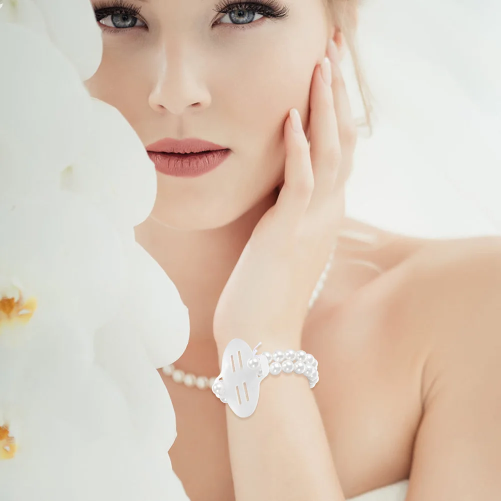 

10 Pcs Pearl Flower Elastic Wristb s for DIY Bridal Wrist Corsage Bracelets Accessories Wedding Engagement Party