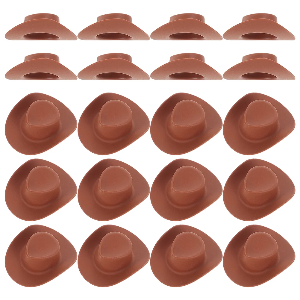 

40 Pcs Small Cowboy Hats for Crafts Bulk Cake Plastic Miniature Tiny Child Kids Toys