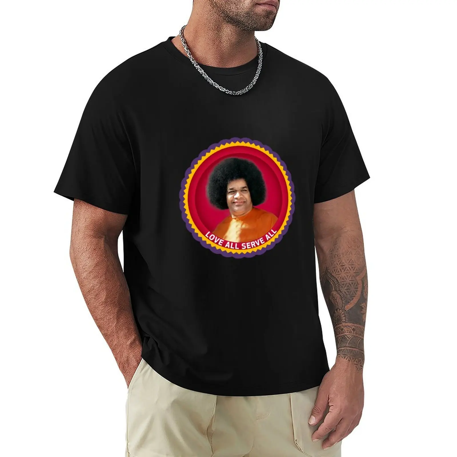 Camiseta Love All Serve All - Sathya Sai Baba, camiseta informal de manga corta estilo callejero