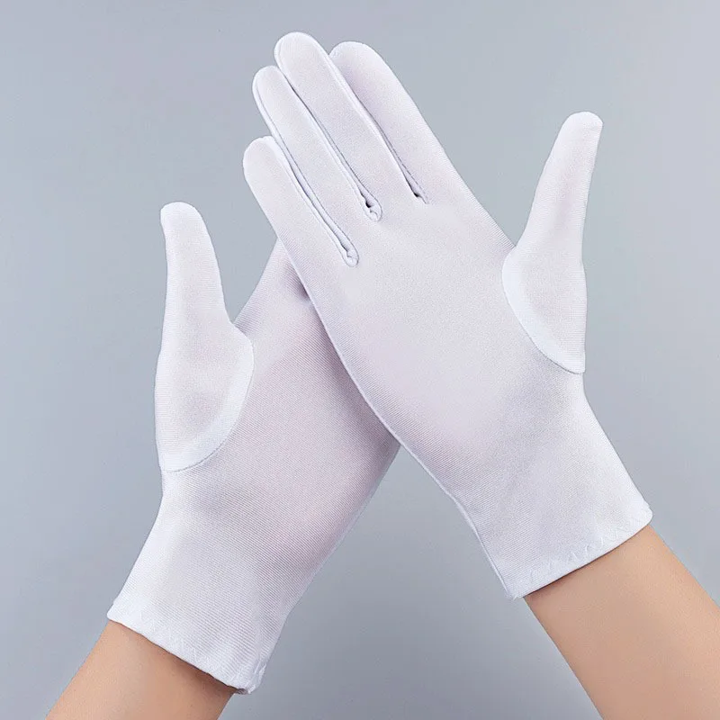 Fashion Summer Spandex Gloves Women Men Sun Protection White Black Thin Short Stretch Dressy Dance Gloves