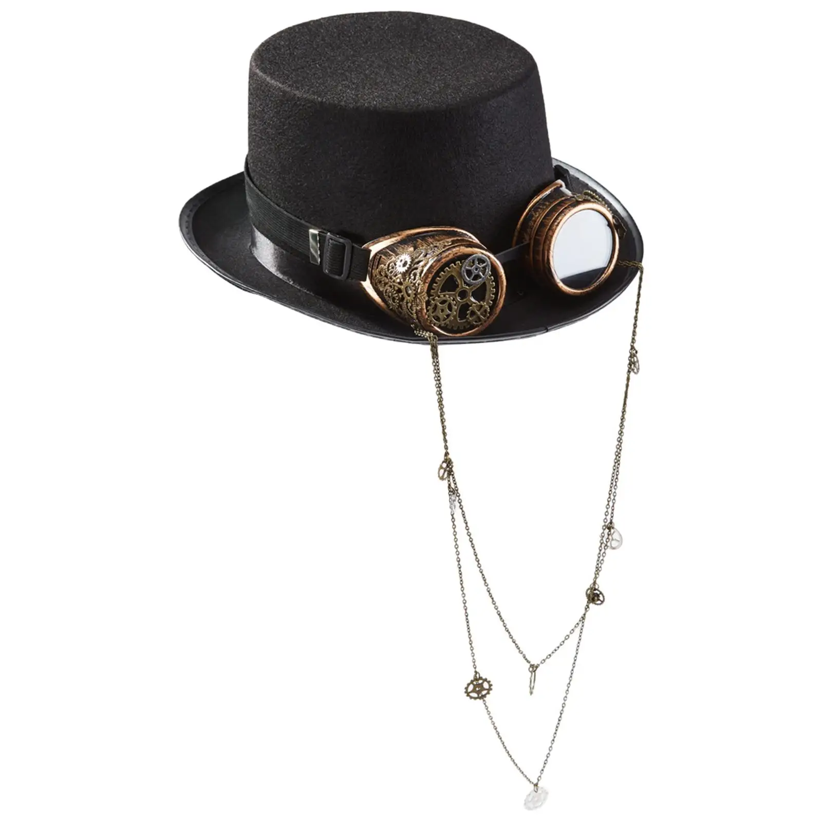 Retro Gothic Steampunk Hat with Goggles Black Top Hat Accessories Costume Durable Masquerade Costume Party Gift Black