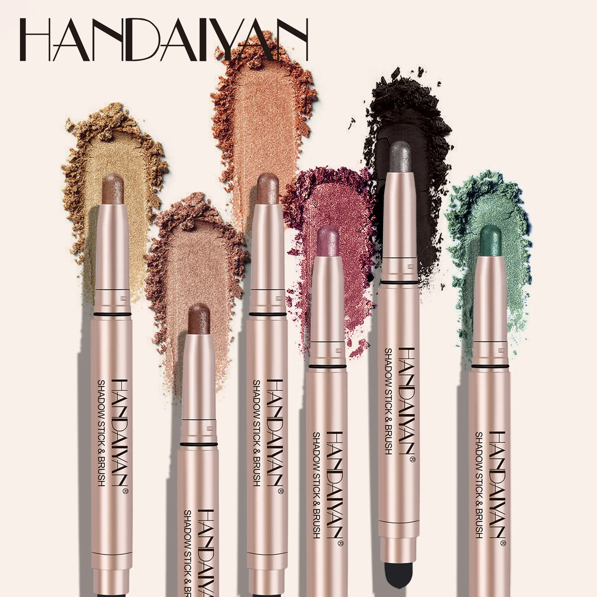 

12 Colors Eyeshadow Stick Double Head Waterproof Long Lasting Metallic Shimmer Highlighter Cream Pen with Brush for Eyes