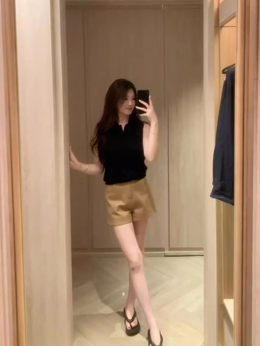 เสื้อสเวตเตอร์ถักคอวีสไตล์เกาหลีสำหรับผู้หญิง ใส่สบาย ทรงเข้ารูป แฟชั่นฤดูร้อน เนื้อผ้านุ่มปานกลาง