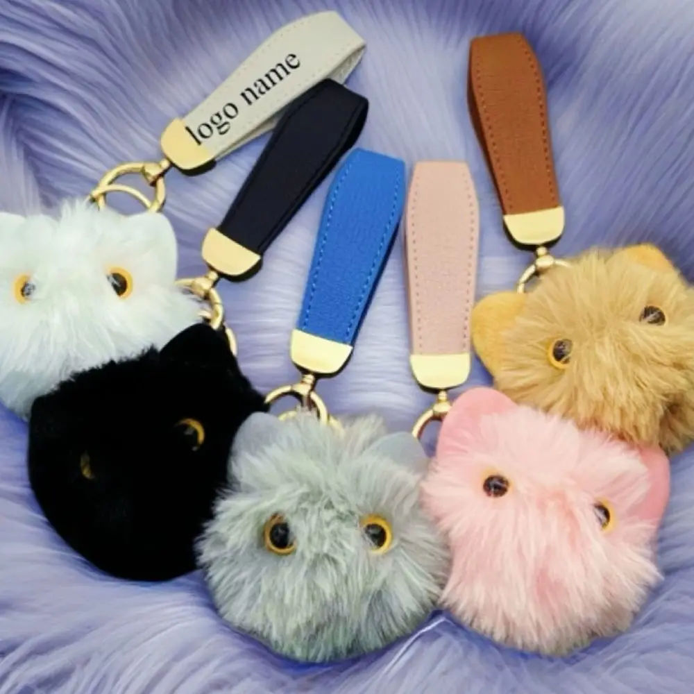 

Милый плюшевый брелок-подвеска в виде пушистого котенка, очаровательный аксессуар для сумки, брелок для ключей, меховая шарообразная игрушка для женщин и девочек, подарок