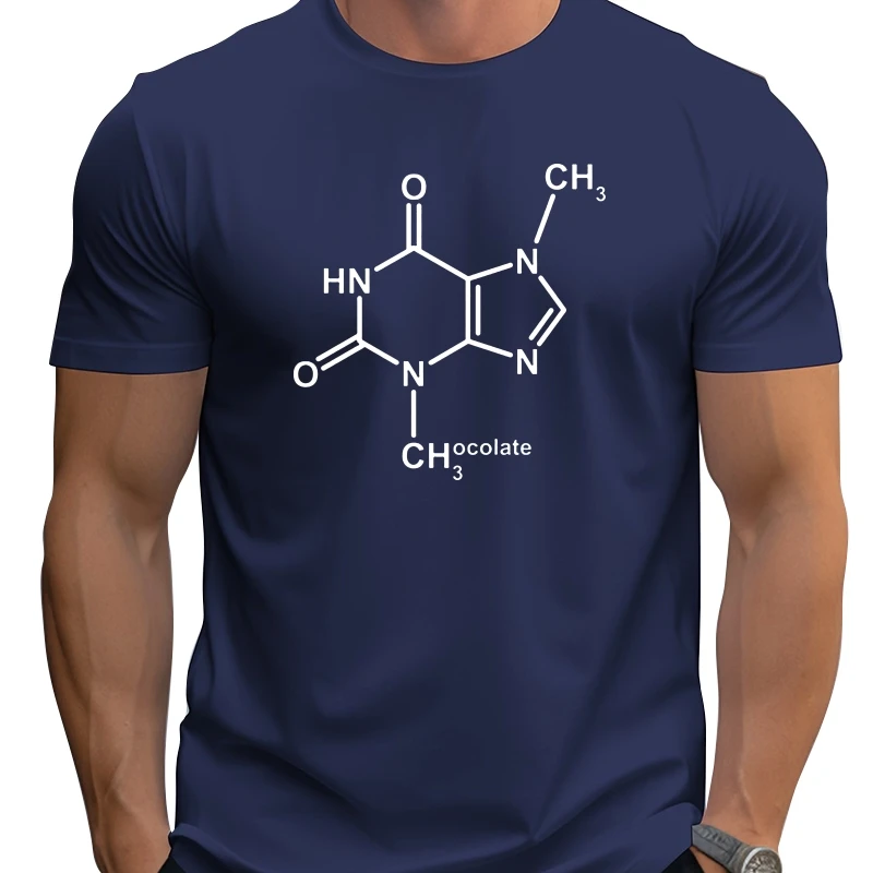 

Theobromine Molecule Chocolate Pattern Men T Shirts Chemical Molecular Structure Happiness Cytokines Father Tshirts Cotton