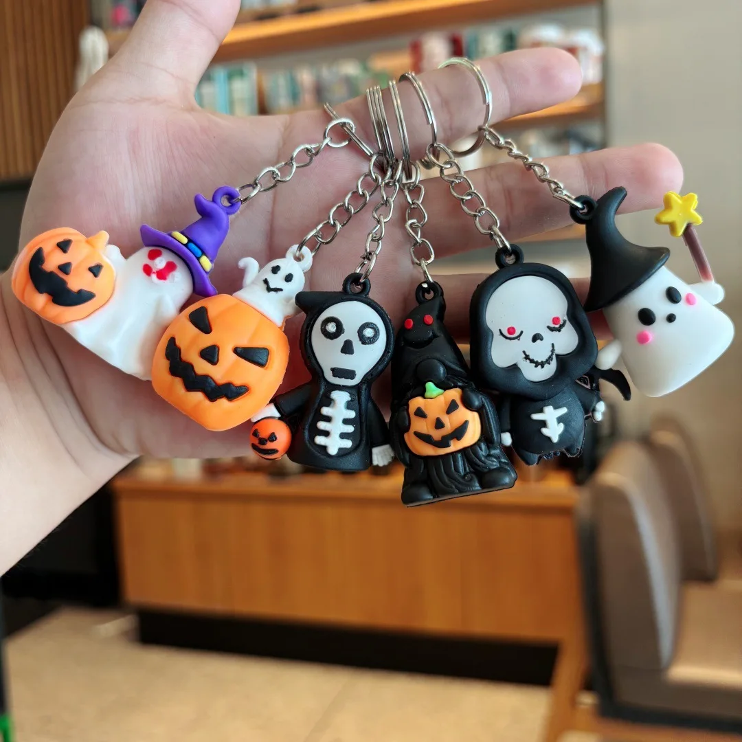 10/20pcs Cute Halloween Keychains PVC Ghost,Pumpkin,Skeleton Keychains Bag Decorations Halloween Party Favors Kids Adult Gifts