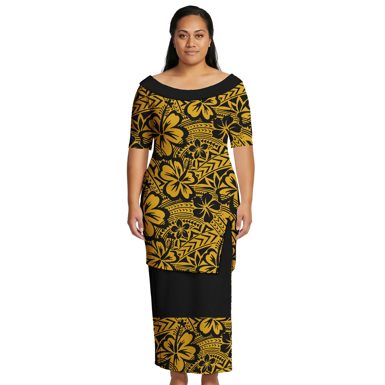 Popular Clothing Custom Print Lady Wear Samoan Elegant Puletasi Polynesian Fashion Dresses Women Island Oversize Skirts Hawaiian