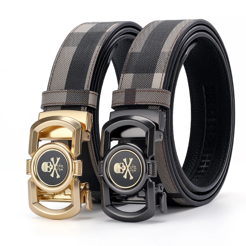 

Handsome skull pattern alloy buckle men's belt, selected high-grade cowhide material, the best choice for boyfriend gift