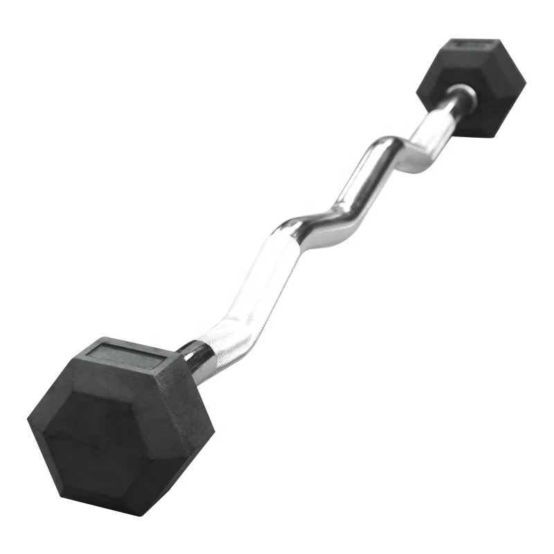 Fixed Weights Curl Barbell 10KG 15KG 20KG 25KG 30KG Curl Bar Barbell Set Fitness Training Gym Rubber Curl Fixed Barbell