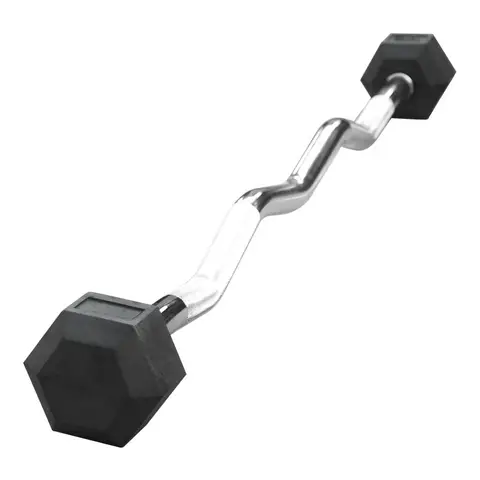 Fixed Weights Curl Barbell 10KG 15KG 20KG 25KG 30KG Curl Bar Barbell Set Fitness Training Gym Rubber Curl Fixed Barbell