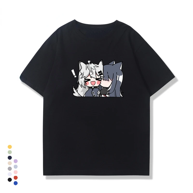 Hot Japan Anime Arknights Tshirt Funny Kawaii Texas and Lappland Graphic Printed T Shirt Korea Style Couple Clothes Casual Tees