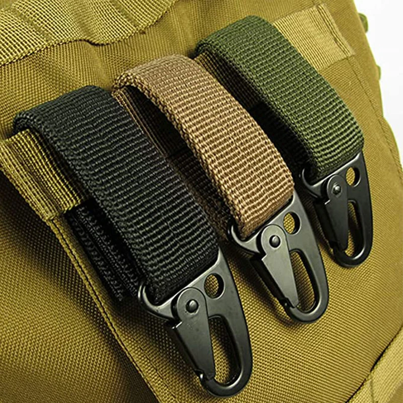 Military Tactical Hanging Key Hook Clip Clamp Buckle Nylon Webbing Molle Belt Carabiner Outdoor Strap Climbing Accessories