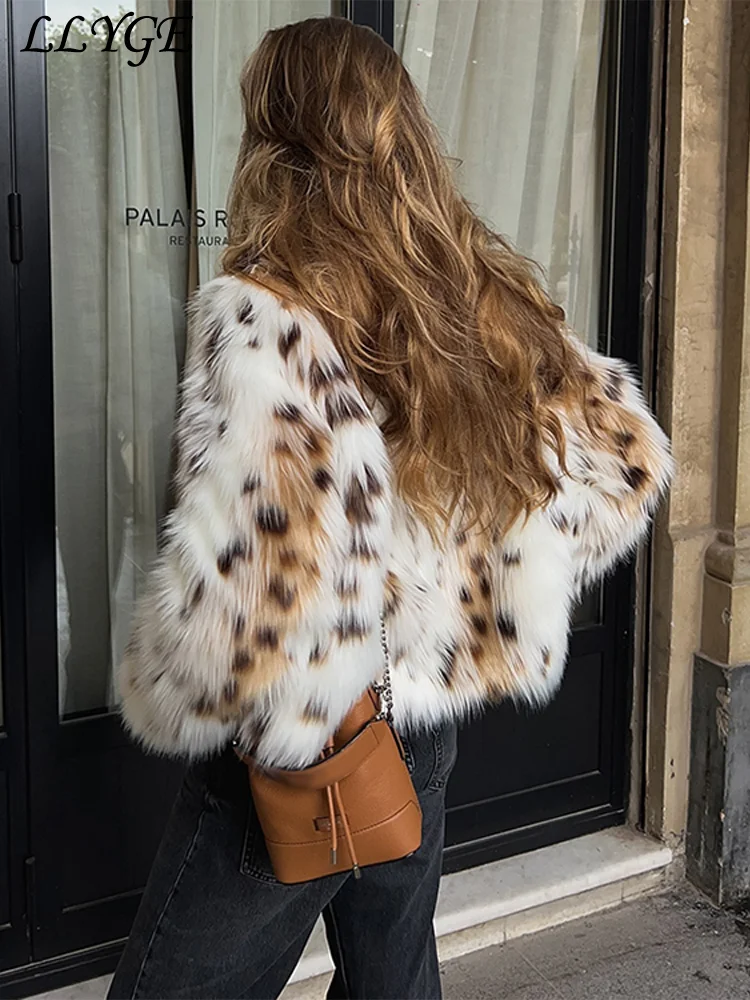 Cappotti di pelliccia sintetica leopardata donna cappotti di peluche larghi e spessi a maniche lunghe donna 2024 autunno inverno Lady Warm Street