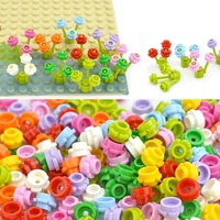 MOC Plant Building Blocks 24866 1x1 five Petal Flowers Grass DIY Educational Assembles Floret Compatible 24866 Construction Toy