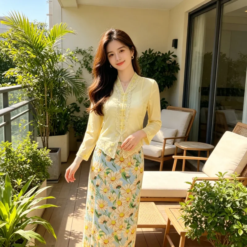 리틀 니오냐 자수 레이스 플라워 V넥 슬리밍 웨이스트  - Batik Sarong Wrap 리뷰 및 가격