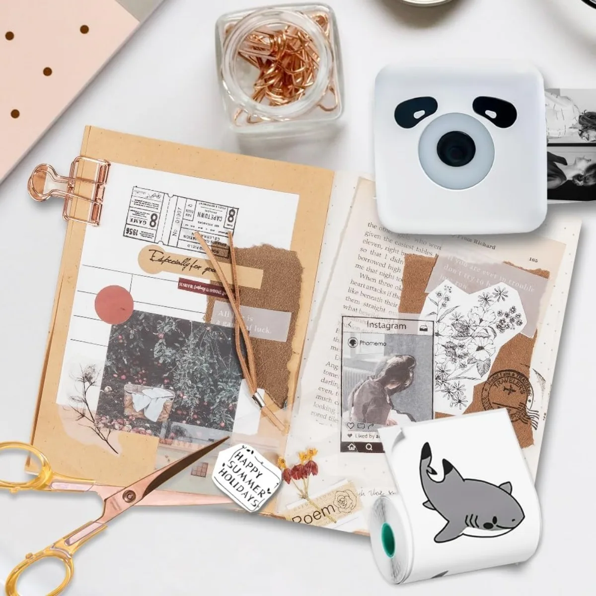 57x30mm White Self-Adhesive Sticker Paper BPA-Free Waterproof for Kids Instant Camera, Portable Printer, Photo Journal DIY