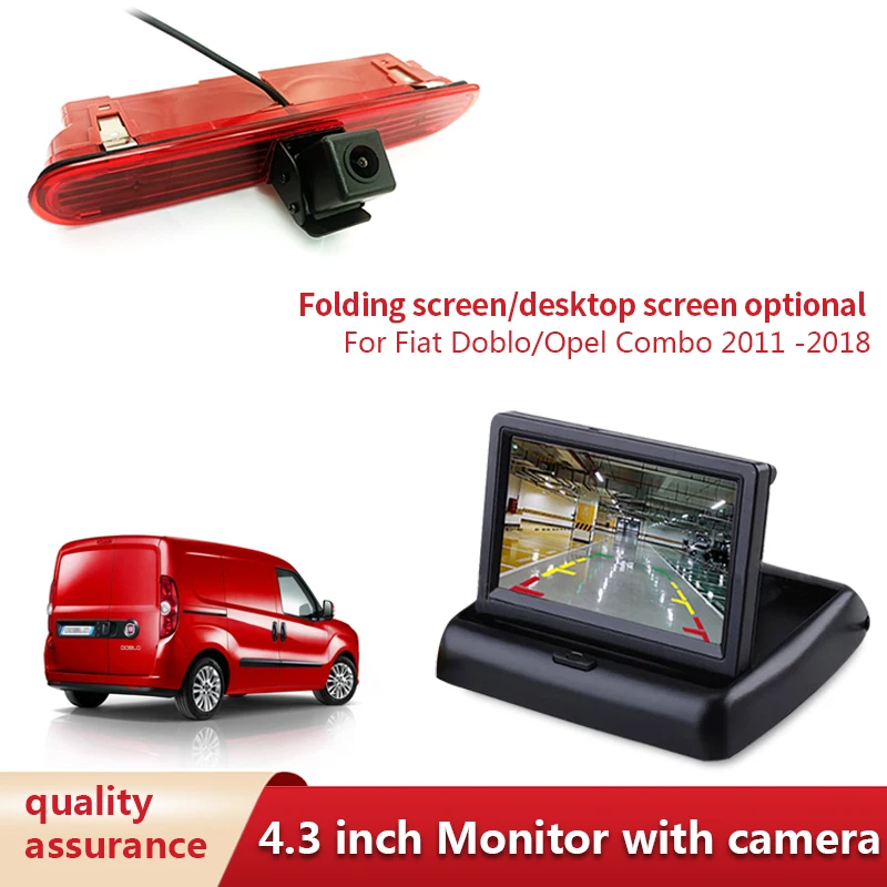 Car Waterproof Brake Light Reversing Camera Rear View Camera for Fiat Doblo Opel Combo 2011-2017 With 4.3 Inch Display Screen