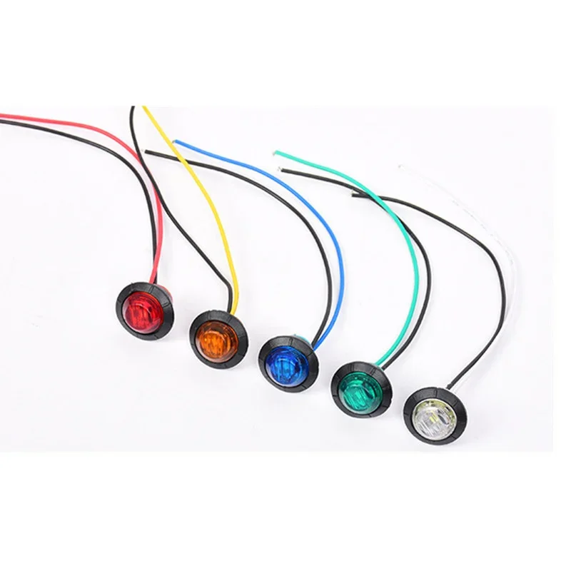10 قطعة مؤشرات LED 12 فولت/24 فولت مقطورة مستديرة الجانب ماركر ضوء أصفر أبيض أحمر لشاحنة أضواء التخليص شاحنة بدوره مصابيح إشارة