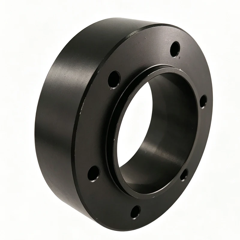 Black Anodized Aluminum Flange Sleeve CNC Turning Step Bushing Mechanical Fixing Hub Custom Machining Spacer Adapter