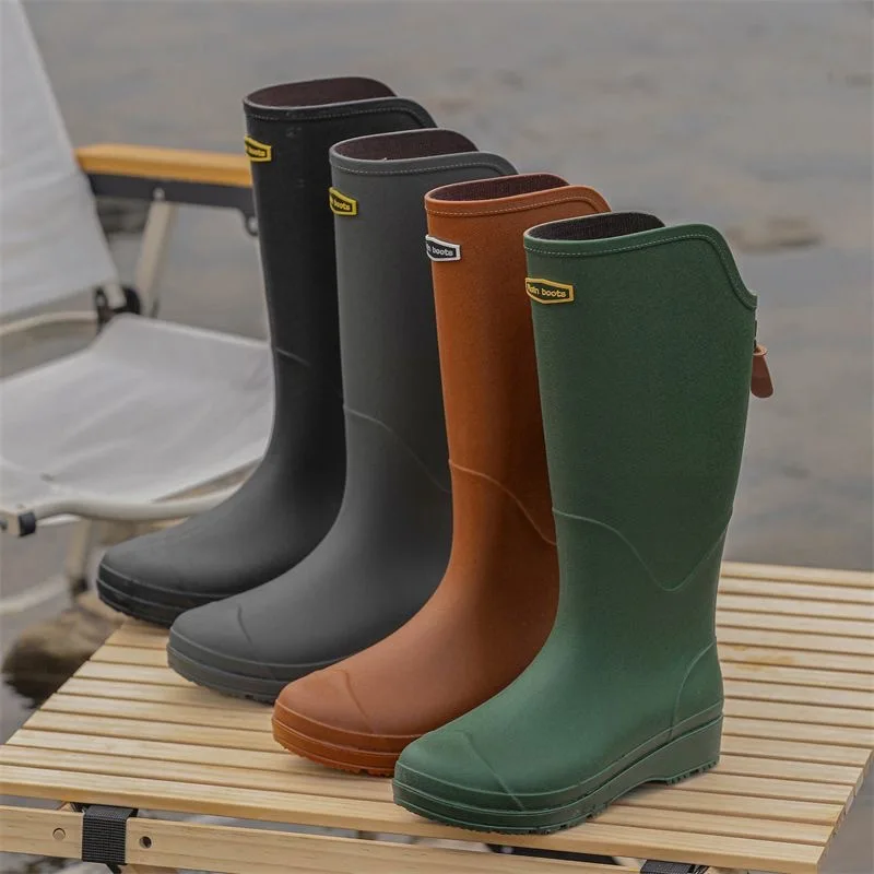 

New Fashionable High-Tube Rain Boots Couples Waterproof Non-Slip Outdoor Long Tube Rubber Shoes Women's Shoe Yangjing Brand