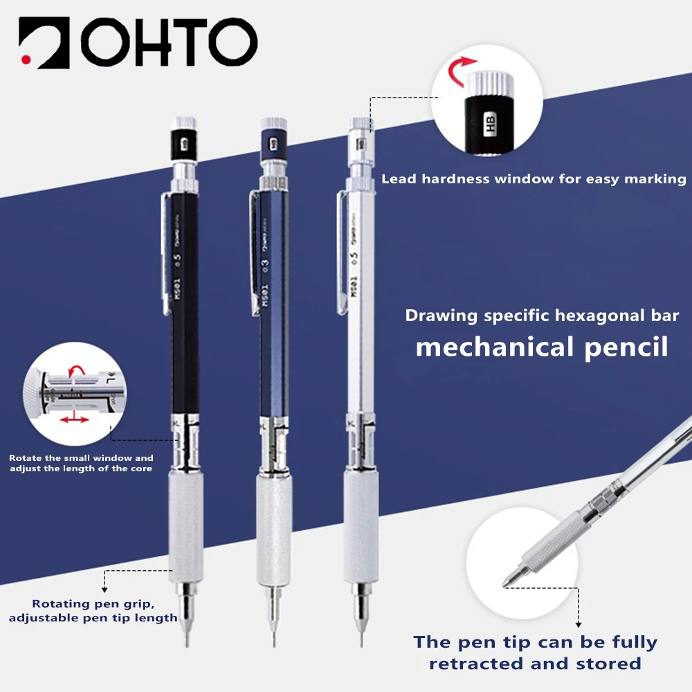 1pc-japan-ohto-metal-mechanical-pencil-ms01-low-center-of-gravity-anti-slip-professional-drawing-tools-cute-school-supplies