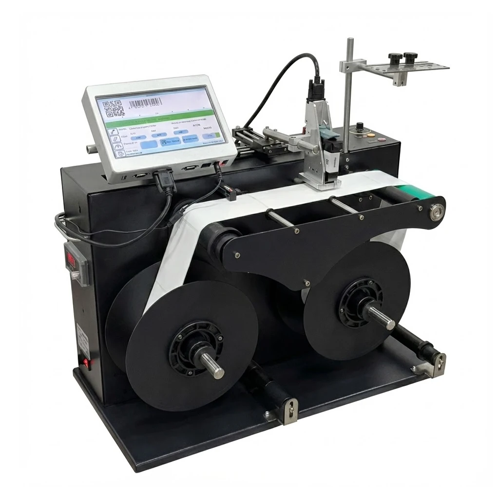 

Рулонная цифровая печатная машина для этикеток с намотчиком, этикетировочная машина, автоматическое кодирование, срок годности, партия, штрих-код, QR-код