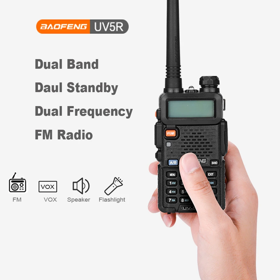 Baofeng UV5R 8W Tri-Power Walkie Talkie 5W High Power UHF VHF Dual Band Two-Way Radio Lange 128CH Handheld UV 5R CB Radio