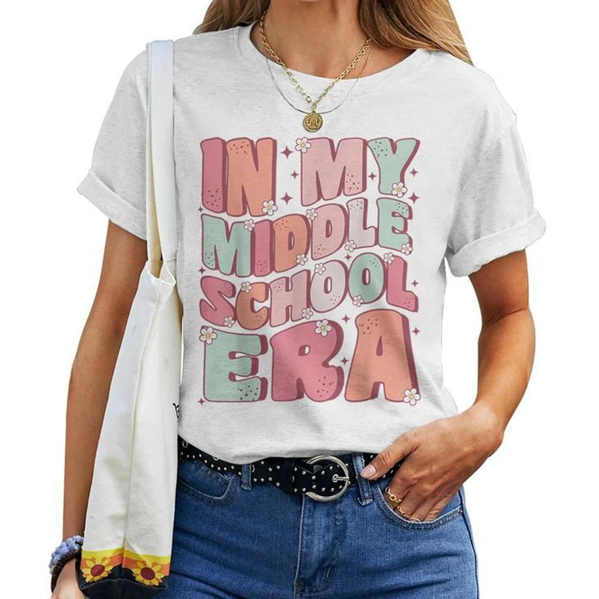 In My Middle School Era Cute Groovy First Day Back To School Women T-shirt