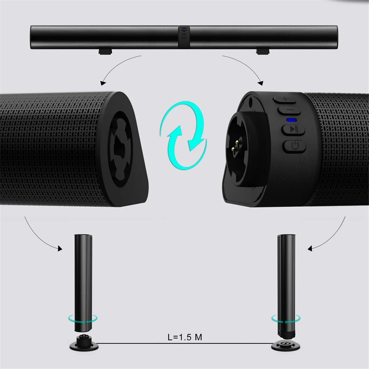 TV Sound Bar Bluetooth Speaker AUX/BT/OPT Connection Sound Box 2 in 1 Separable Home Theater Sound System FM Radio