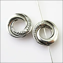 12Pcs Antiqued Silver Color Round Circle Spacer Beads Frame Charms 14.5mm