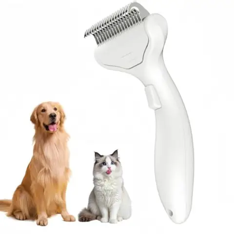Undercoat Rake for Dogs and Cats Deshedding Brush for Long haired Pets Cat Brush for Shedding with Release Button Best Demattin