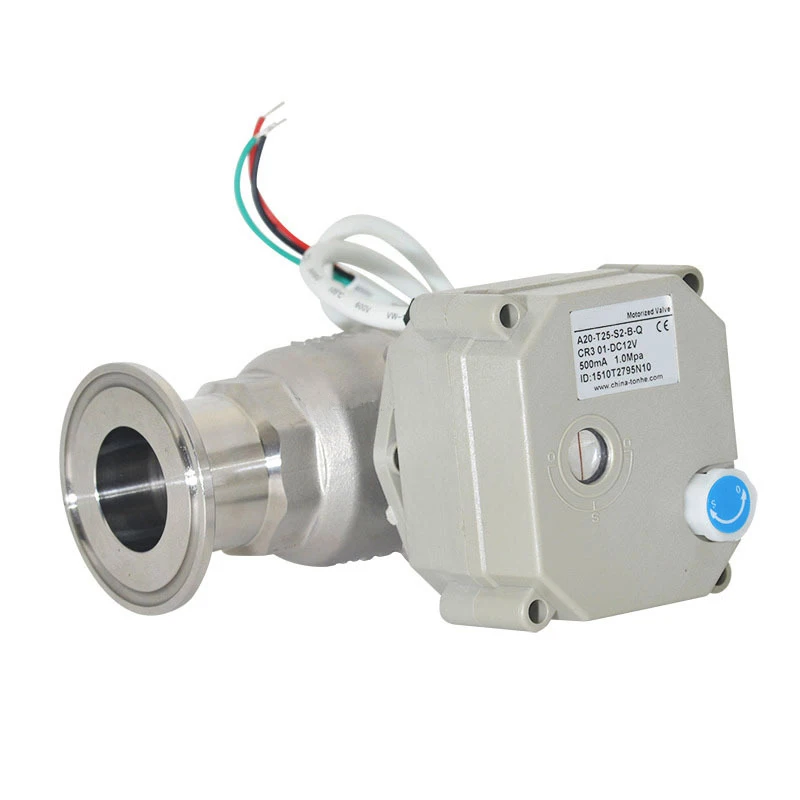 DN10 DN25 Sanitär-Motorisiertes Kugelventil aus Edelstahl, 2-Wege 2/3-Draht Elektrisches Kugelventil mit Manueller Schaltung 220/24/12V – Detail 4