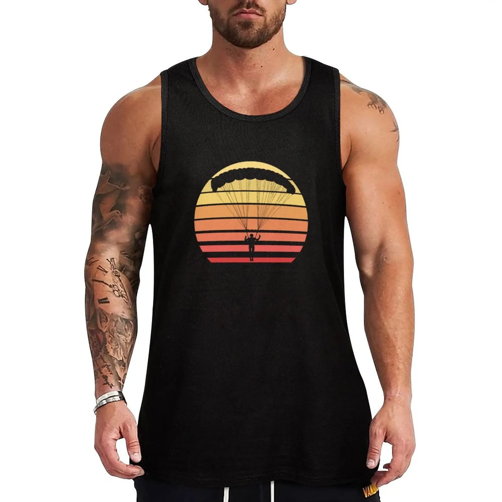 Sky Diving Retro Skydive Parachuting Gift Pullover Tank Top Utility Work Tank Top Durable Casual Sleeveless