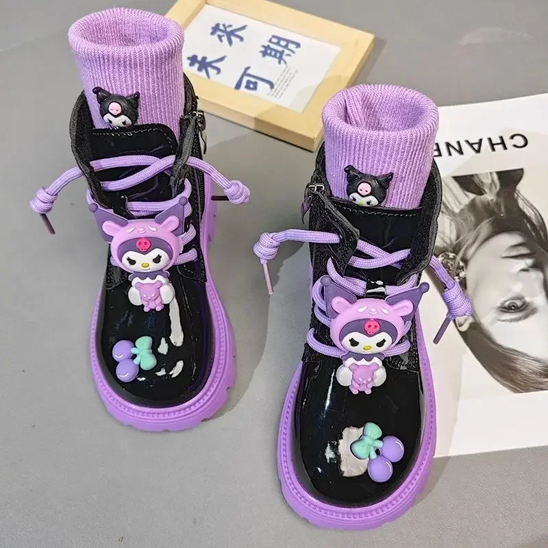 Sanrio Cartoon Kuromi Dziewczęce urocze, wszechstronne, wygodne, modne, wysokie, codzienne wiosenne i jesienne buty Martin