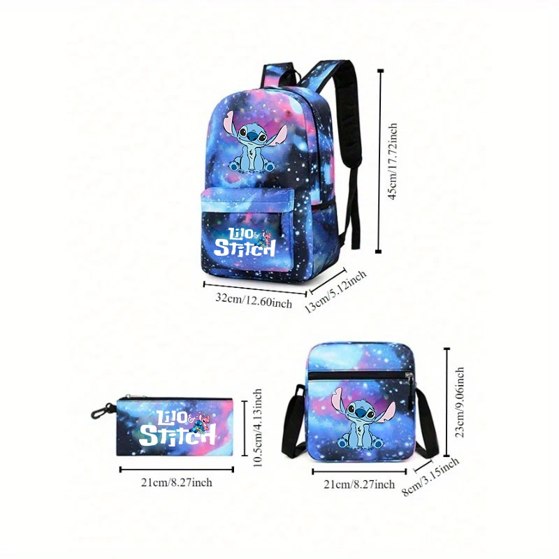 Ensemble de sac à dos Durable Stitch, sac à dos d'étudiant de grande capacité avec sac à bandoulière et trousse à crayons, idéal pour les jeunes, les fournitures scolaires