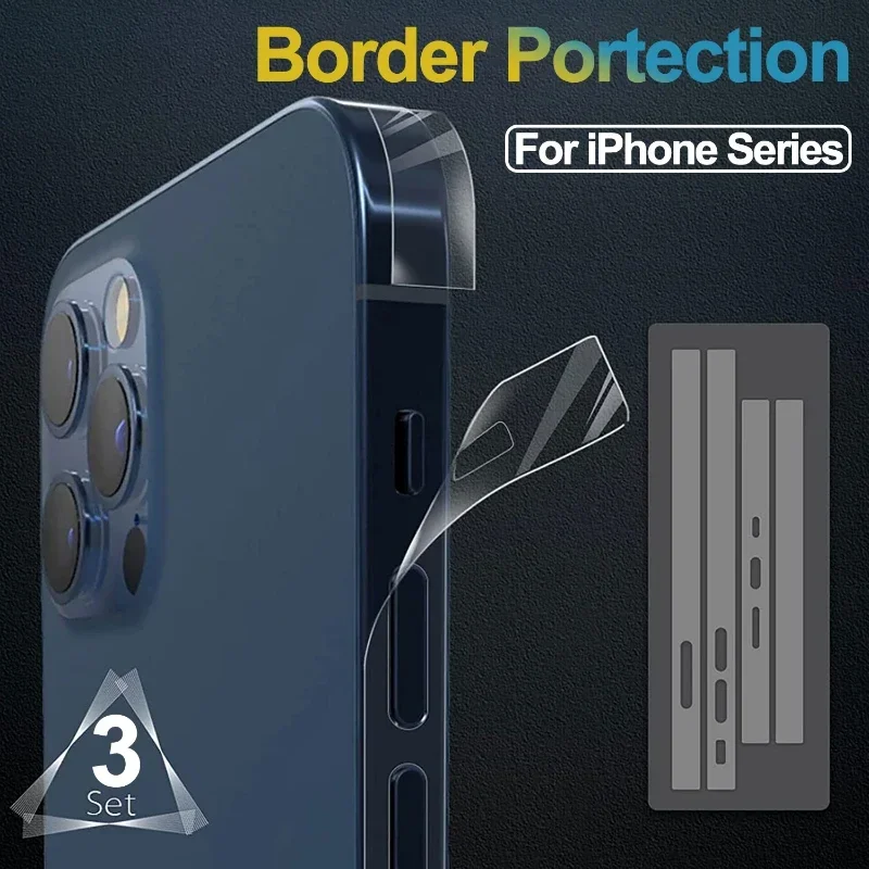 1/3Set Phone Side Film Sticker for iPhone 14 13 12 11 Pro Max Clear Protective Border Hydrogel Film for iPhone XR XS MAX 8 Plus