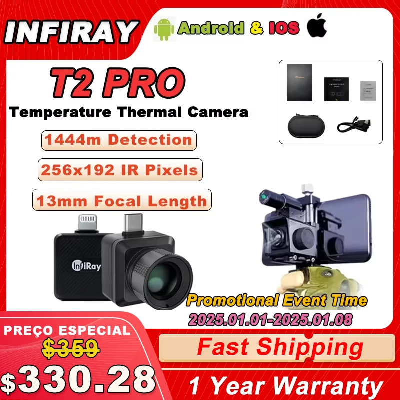 InfiRay Infrared Thermal Imager T2 PRO Thermal Imaging Camera For Phone Construction Gas Leak Detector Industrial 256×192