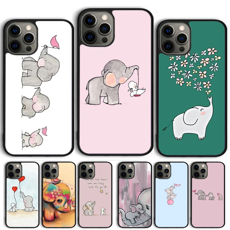 Cute Baby Elephant Phone Case Cover For iPhone 16 15 11 13 14 Pro Max 12 mini Plus X XS Max XR Fundas