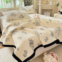1pc Quilted Bedspread for Beds Thick Blanket for Bed Single/Queen/King Size Flower Printed Quilted Bed Cover Soft Bedspreads