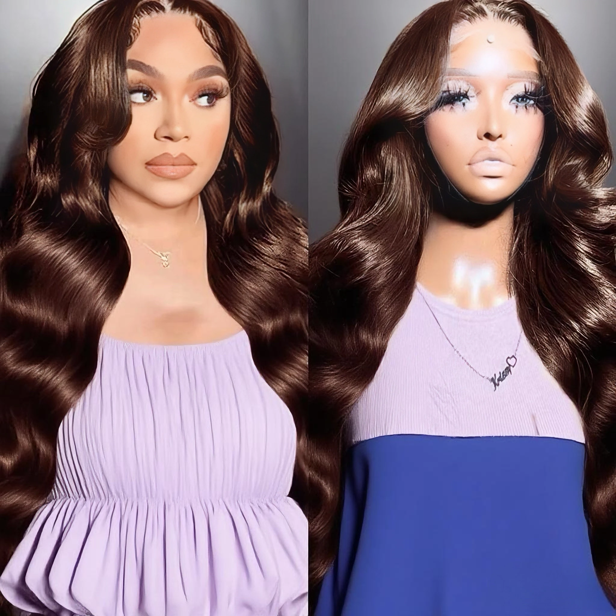 

Шоколадно-коричневый цвет Бразильские длинные человеческие волосы Объемная волна Парик 13x4 Hd Парик фронтальной части шнурка 13x6 HD Парики фронта шнурка для женщин