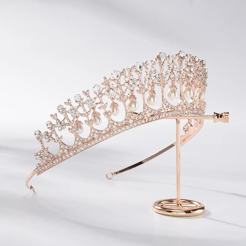 Multicolor optional bridal accessories, white rhinestone crown, pearl crown, headwear manufacturer wholesale in stock