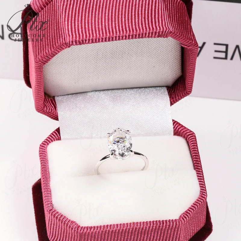 3CT خاتم مويسانيتي شكل بيضاوي شوكات مجموعة سحق قطع الجليد 10K 14K 18K الذهب 925 الفضة الفرقة الزفاف الفرقة الكلاسيكية الحب الأبدي