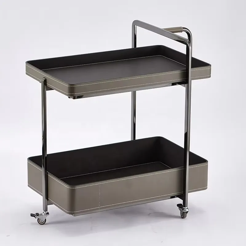 

Modern Premium Stainless Steel Leather Two Layers Durable Handcrafted Service Vehicle Hotel and Restaurant Home Decor