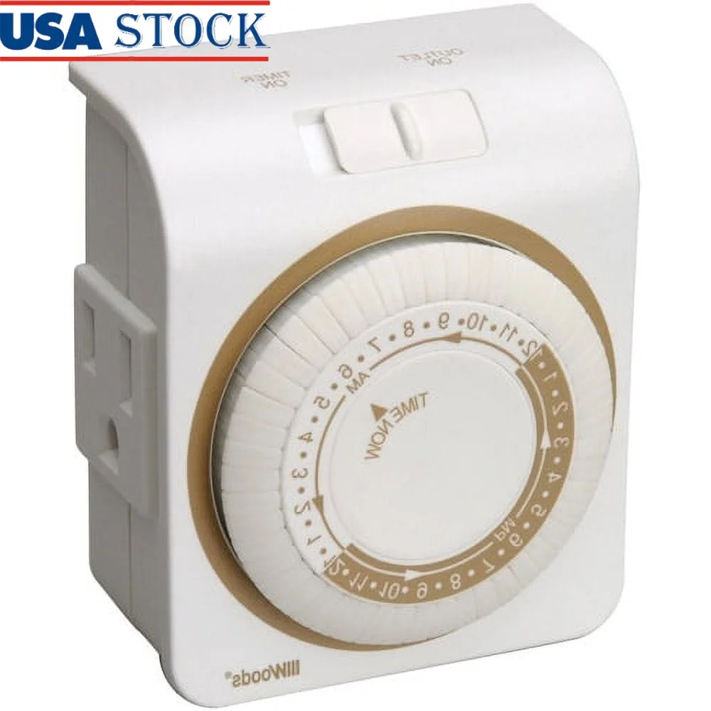 

Indoor Mechanical Timer Switch 24 Hour Outlet Timer Lamps Fans Holiday Lights Energy Saving Compatible with LED CFL Appliances