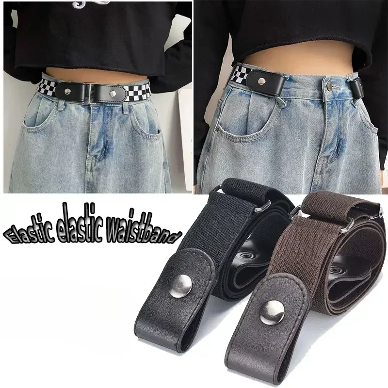 2PCS Adjustable Stretch Elastic Waist Band Invisible Belts Buckle-Free Belt for Women Men Jean Pants Dress No Buckle Easy ToWear