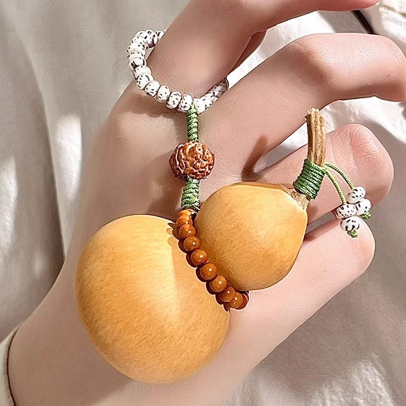 Mini Natural Gourd, Chinese Feng Shui Gourd Craftwork Cultural Playthings Bottle Gourd, Portable Decorative Item Accessory Bag C