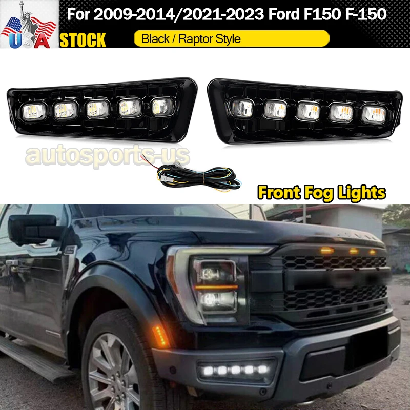 

Front Bumper Turn Signal LED Fog Lights DRL Lamps For Ford F150 F-150 Raptor