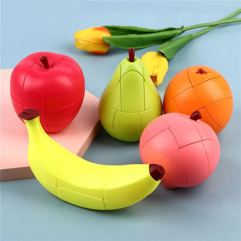 

1PC Fruits Strange-Shape Cubes Puzzle Magic Lemon Banana Orange Peach Pear Banana Educational Cubos Children's Educational Toys