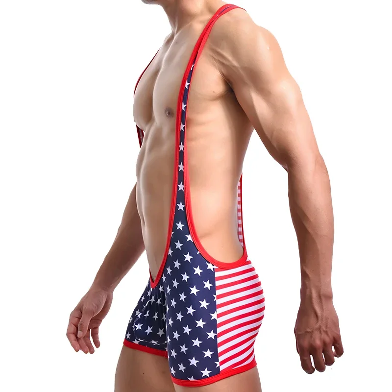 Sexy Men Undershirt Wrestling Singlet Men Boxer Short Jumpsuit Underwear One-Piece Bodysuits Tank